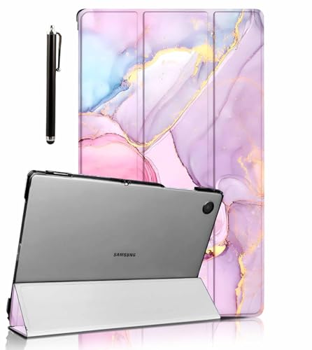 Image of ProElite Cover for Samsung Galaxy Tab A9 Plus 11 inch Case Cover, Smart Flip Case Cover for Samsung Galaxy Tab A9+ 11 inch Translucent Back with Stylus Pen, Marble Pink