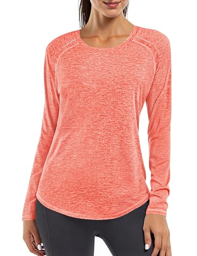 Gyabnw Camiseta Deportivo Mujer Camiseta de Manga Larga Holgada de Secado Rápido Camisetas de Cuello en V Yoga Fitness Running Top Ropa Deportiva Entrenamiento Atlético