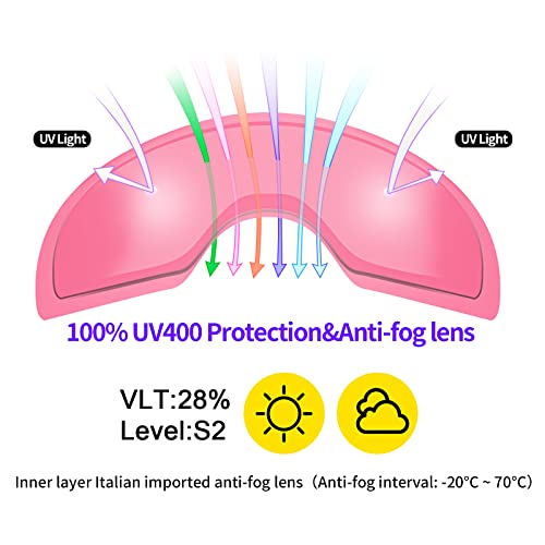 Supertrip Ski Goggles Womens Mens,Anti-fog Anti-glare Skiing Snowboard goggles with 100% UV400 Protection,Helmet Compatible - Image 2