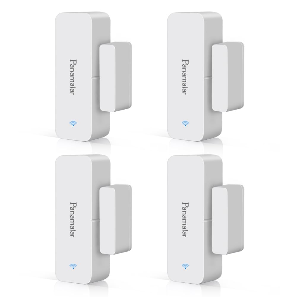Panamalar 4 Packs WiFi Sensor de Ventana de Puerta, detección Inteligente de Puerta Abierta o Cerrada, Enviar Alerta al teléfono, Funciona con Alexa Google Home, Accesorios Inteligentes con la Escena