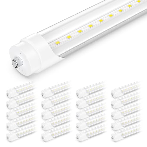 SHINESTAR Paquete de 20 bombillas LED de 8 pies, derivación de balasto, luz diurna de 44 W, 6500 K, repuesto LED F96T12 para tubos fluorescentes T8 T10 T12, pin único FA8, doble extremo, cubierta