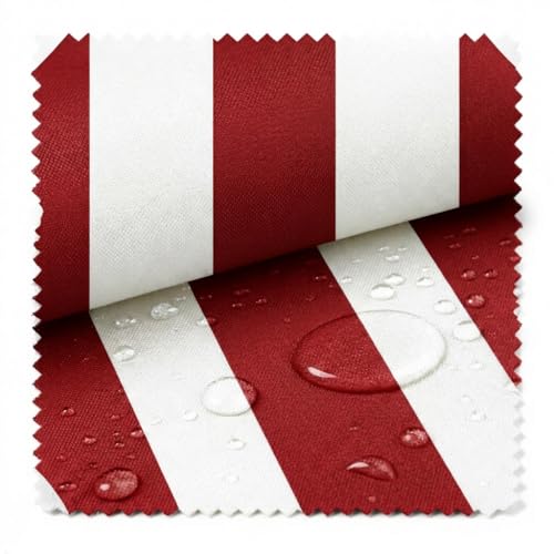 novely® Oxford Sunrise 420D - Extrem Reißfester und Dichter Outdoor-Stoff - Wasserdichter Möbelstoff - Pflegeleichte Meterware 1lfm | Farbe: W-23 Weiß-Rot