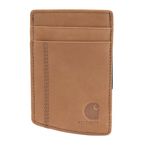 Carhartt Mens Full Grain Saddle Leather Wallets RFID Blocking Bifold Trifold and Front Pocket Options Gifts for Men