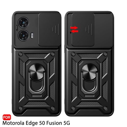 Image of AIBEX Back Cover for Motorola G96 5G / Motorola Edge 50 Fusion 5G | D10 Tough Armor Case | Sliding Camera Shield | 360 Protection | Kickstand Ring Holder | Military-Grade Shockproof Bumper Case