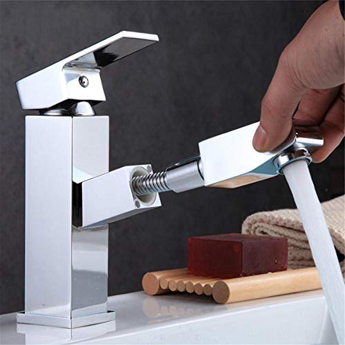 Ausziehbare Waschbeckenarmatur, Waschtisch-Einhand-Einlocharmatur, Messing mit heißem und kaltem Wasser, Sprudler