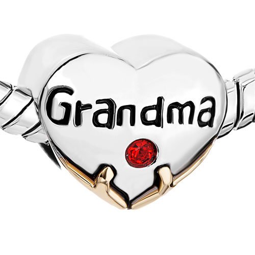 Abalorio de corazón para abuela compatible con pulseras Pandora de cobre 4