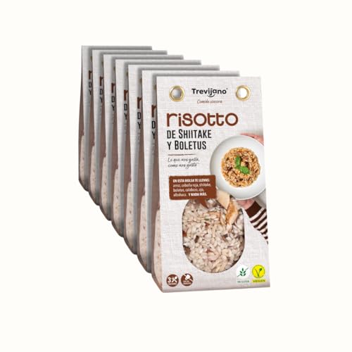 TREVIJANO Pack de 7 Bolsas - Risotto de Otoño, 280g - todo el sabor del boletus y la seta shiitake en una mezcla de vegetales, especias y arroz, sin ningún aditivo.