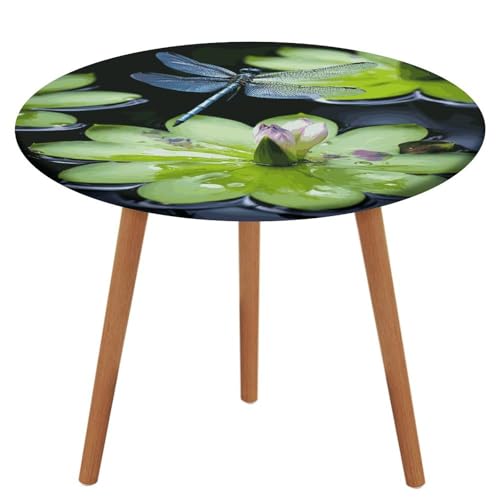 Nappe ronde ajustée élastique anti-vent motif libellule imperméable