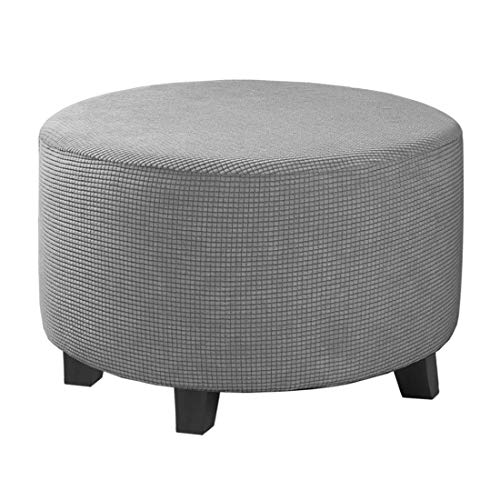 Image of H.VERSAILTEX Ottoman Cover Stretch Ottoman Slipcover Round Ottoman Storage Cover Folding Stool Covers Furniture Protector Cover for Footrest Ottoman Fit Dia 20 inch - 23 inch,Dove