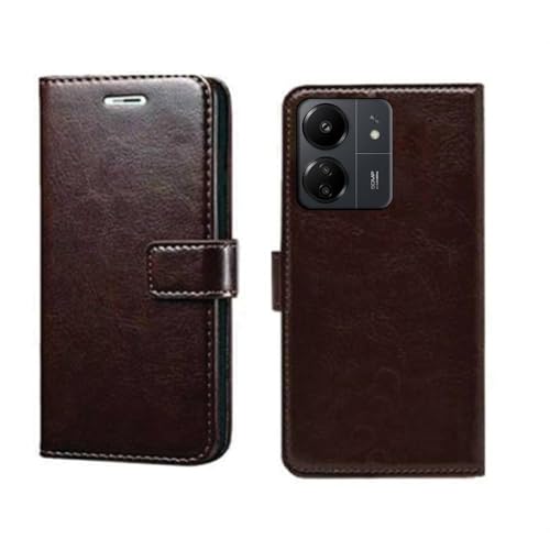 Amazon Brand – Solimo Redmi 13C 5G / Redmi 13C 4G / Poco M6 5G / Poco C55 Flip Cover | Card Pockets Wallet & Stand | Flip Cover for Redmi 13C 5G / Redmi 13C 4G / Poco M6 5G / Poco C55 – Coffee- Best and cheap mobile covers in India