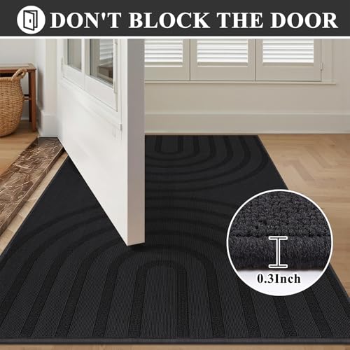 HEBE Front Door Mat Indoor, Low Profile Absorbent Entrance Rug Washable, Non-Slip Heavy Duty Doormat Dirt Trapper Mats for Entryway, Garage, Patio & Porch, 32" x 48" by HEBE - Used condition - Image 5