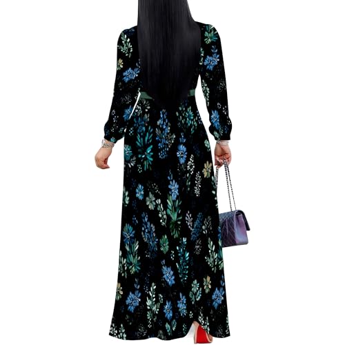 Image of PinkPatty Women's Long Sleeve Maxi Dress Plus Size Trendy Wedding Guest Wrap Dress with Pockets&Belt