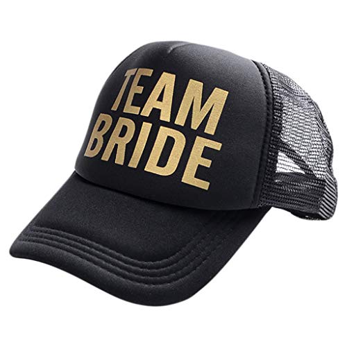 jackyee Bride Tribe Net Cap - Casquette de Camionneur Snapback Trucker Mesdames Bride Team Lettres Or Lettres Arrow Casquette de Baseball de Mariage Cover