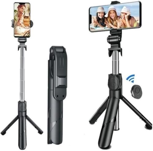 Bastão de Selfie Bluetooth com Tripé e Controle Remoto – Ideal para Android e iOS, Rotação 360º, 5 N