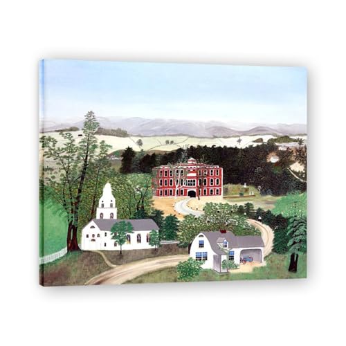 Reproduction peinture à l'huile L'Hôpital Grandma Moses photo sur toile cadre 40x50cm
