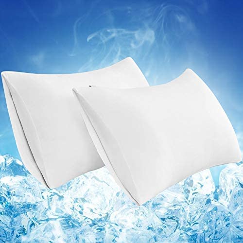 LUXEAR Cooling Pillowcase, 2 Pack Envelope Cool Pillowcases with Double-Side Design [Arc-Chill Cooling & Cotton Fiber], Anti-Static, Skin-Friendly, Machine Washable Pillow Cases (20x30 in)-White
