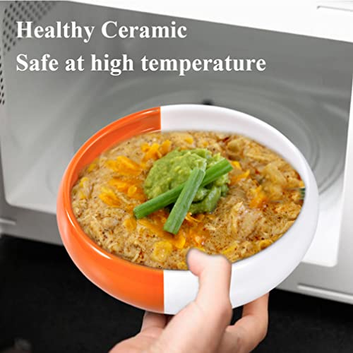 Ursword Salad Bowl, 7.5 Inch Large Serving Bowls, 2 Packs Ceramic Salad Bowl Set, Fruit Bowl Soup Bowl Pasta Bowl For Breakfast, Lunch And Dinner, White-Orange #TOP2