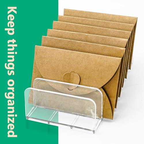 2 Packs Acrylic Mail Organizer Plastic Desk Cash Tray,7 Section Divided Vanity Organize Holder Vertical Letter Sorter for Desktop, Bill, Document, Notebook