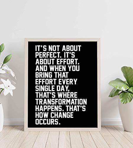 "It's Not About Perfect-It's About Effort"-Life Quotes Wall Art-8 x 10" Motivational Poster Print-Ready To Frame. Inspirational Home-Office-Classroom-Desk Decor. Perfect Sign to Inspire Effort!