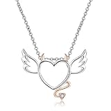 AOCHEE Angel Wings Necklace with Devil Heart Pendant Necklace for Women