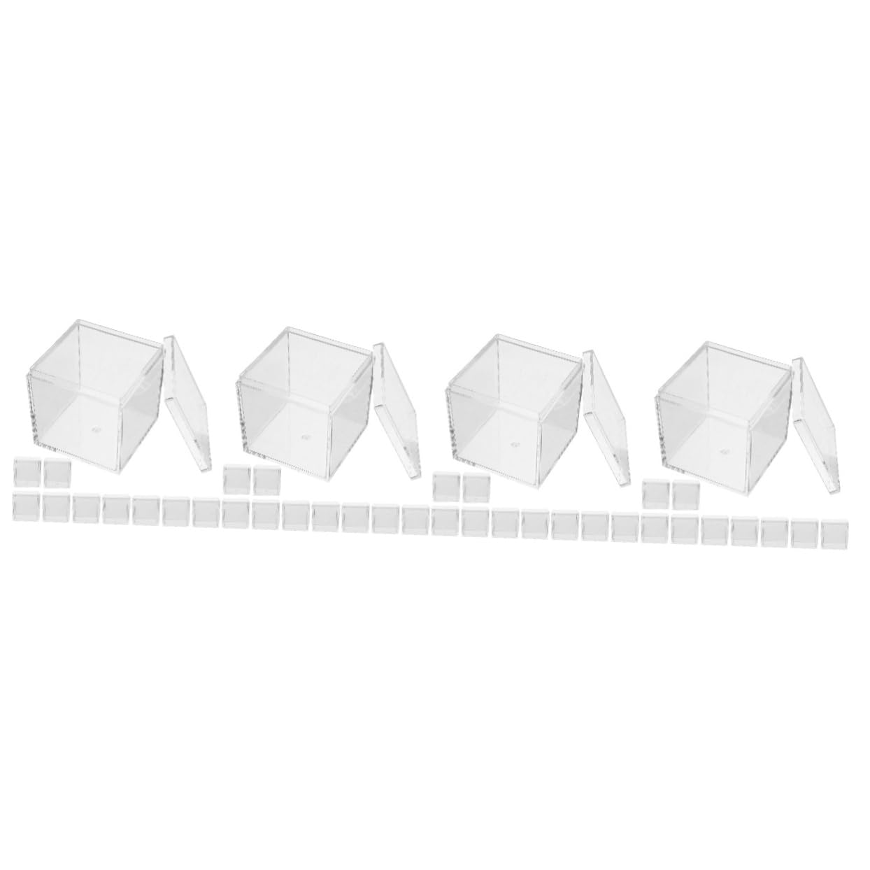 Mobestech 40pcs Cube Box Mineral Specimen Art Supply Storage Organizer Plastic Containers Lids