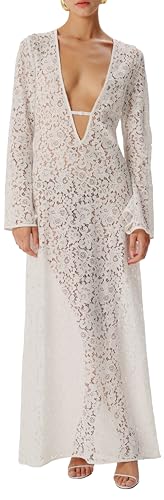 Amazon.com: Ronny Kobo Women's Landon Lace Maxi Dress, White, Large :  Clothing, Shoes & Jewelry