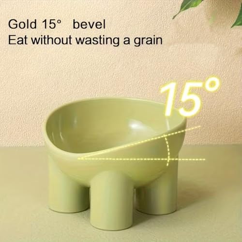 Image of Cature Elevated Cat Feeding Bowl | Raised Tilted Food & Water Bowl for Cats | Anti-Vomiting, Neck Protection Design | Durable Pet Feeding Dish (Color May Vary)