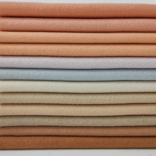 Image of XSEINO 12 Rolls 8 inchx35 inch 1.4mm Thick Soft Felt Fabric Sheet 12 Assorted Nude Tone Series Colors Felt Pack for DIY Craft Sewing Squares Nonwoven Patchwork