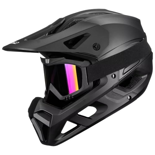 ILM Full Face Mountain Bike Helmet ASTM CPSC Adult with Adjustable Visor for MTB BMX Model HT58