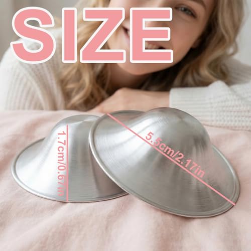 Elfzone Silver Nursing Cups - 2 Packs,Silver Nipple Shields Breastfeeding for Baby and Mommy Breast Shell,Silver Nipple Covers Breastfeeding