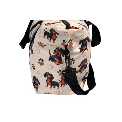 Dachshund Travel Duffel Bag, Water Repellent Polyester, Shoulder Strap, Internal Zipper Pocket3