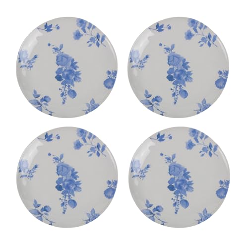 Blue And White Outdoor Dining Set: Stylish, Durable, and Perfect for Patio 1 Purely Home Cottage Floral Melamine Plastic Side Plates Set of 4 - Blue & White Outdoor Dining Reusable Dinnerware Gift - Dishwasher Safe & Break-Resistant