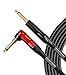 Mogami PLAT GTR-12 Silent R Platinum Guitar Instrument Cable, 1/4" TS Male Plugs, Gold Contacts, Right Angle silentPLUG to Straight Connectors, 12 Foot