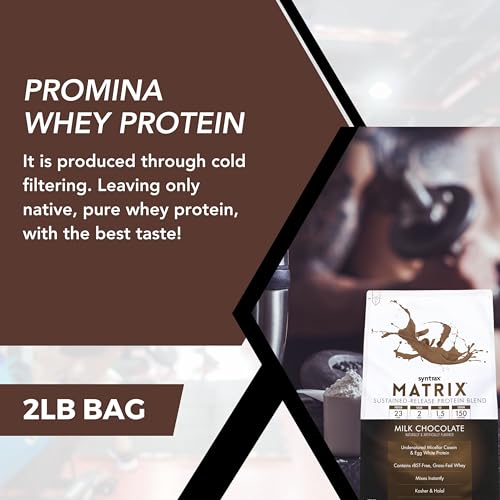 Syntrax Matrix Milk Chocolate Whey Casein Blend Protein Powder - Instant Mix High Protein Powder 2lb Kosher and Halal Whey Protein with Worldwide Nutrition Keychain
