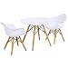 Costzon Kids Mid-Century Modern Style Table Set, Kids Table and 2 Chair Set, Round Table with Armchairs for Toddler Children, Kids Dining Table and Chair Set (White, Table & 2 Chairs)