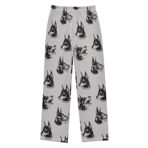 ZZKKO Doberman Dog Spiked Chain Collar Boys Pants for Kids Jogger Pants with Pockets S-XL