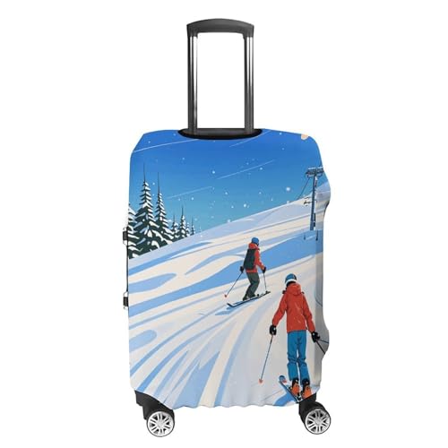 Winter Sports Ski Theme Luggage Cover Elastic Suitcase Protector Case Anti-Scratch Washable Baggage Covers Protector For Traveling, Aircraft Consignment L4