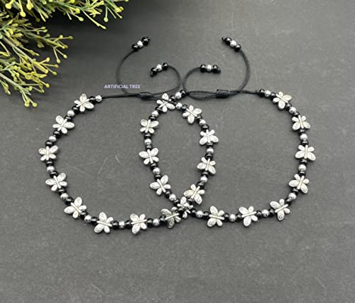 German Silver Butterfly Charms Adjustable Anklets (AT ANK 056)