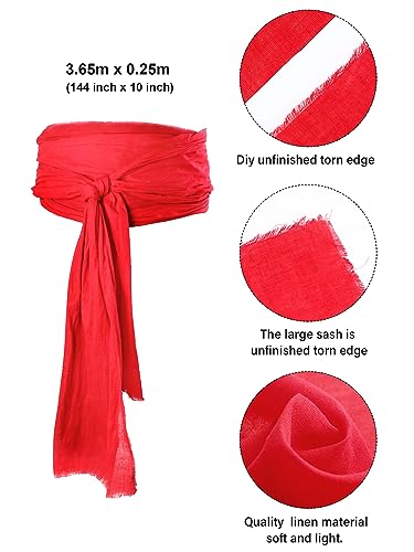 Sintege 5 Pieces Pirate Costume Accessories Set Pirate Hat with Dreadlock Earring Skull Necklace Eye Patch Sash for Men Women(Red) by Sintege - Image 4