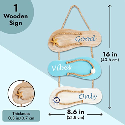 Juvale-Good-Vibes-Only-Sign-Wooden-Flip-Flop-Beach-Decor-Nautical-Inspired-Hanging-Sign-for-Homes-Summer-Displays-Ocean-Themed-Residences-Vacation-Properties-Office-Spaces-9×12-in Juvale Good Vibes Only Sign Wooden Flip Flop Beach Decor Nautical Inspired Hanging Sign for Homes Summer Displays Ocean Themed Residences Vacation Properties Office Spaces 9×12 in