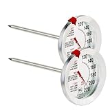 Escali AH1 2 Pack Oven Safe Meat Thermometers, Stainless Steel, Thermometer with 2.5 inch Large Dial, Oven and Grill Safe Temperature Gauge for Cooking, Roasting, Baking, Candy, Steak, Turkey