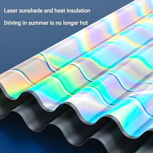 YYTQP Car Windshield Sun Shade with Storage Pouch, Foldable Laser Titanium Silver Front Window Shield Blocker Screen Visor Protector Cover, Keep Interior Cool, Universal Fit for Car,Truck,SUVs (L)