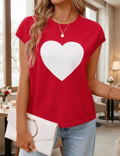 Image of ZESICA Women's Summer Trendy Knit Top 2026 Floral Print Short Sleeve Crewneck Loose Fit Sweater Vest Going Out Clothes