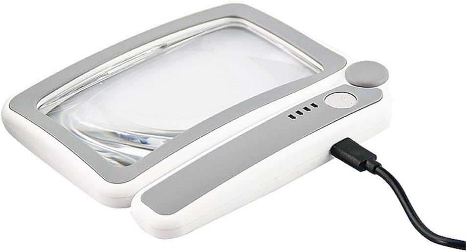 Portable Handheld Square Magnifying Glass Touch Switch Folding Magnifying Glass