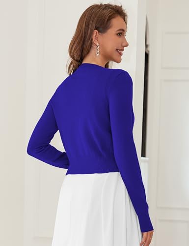 Image of LETDIOSTO Cropped Cardigan Bolero Shrug for Women, Button Down Long Sleeve Knit Sweater for Dresses,for Jeans, XS to XL