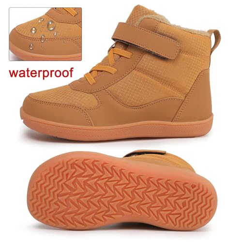 Winter Warm Children's Snow Boots Wide Toe Barefoot Snow Boots Girl Boy Outdoor Casual Shoes Toddler/Little/Big Kids Winter Shoe (D2506-brown, Toddler, 10, Digital, US Shoe System, Wide Leg Pants)3