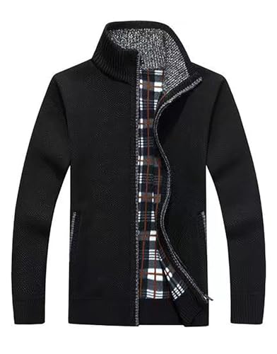 LemonGirl Mens Casual Slim Full Zip Knitted Cardigan Sweater with Pocked