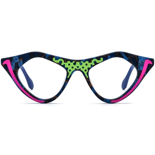 Image of HEPIDEM Multicolor Acetate Glasses Frame Women Cat Eye Eyeglasses Men Optical Spectacles 9291