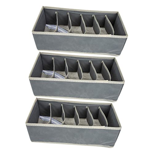 CLISPEED 3 Cajas Para Guardar Sujetadores Armarios Estanterías Organizadores De Congelador Calcetines Tela No Tejida Gris