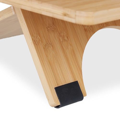 Miniatura 7 de Relaxdays Soporte Ordenador De Pie, Altura Regulable, 2 Baldas, Bambú, Accesorio Para Escritorios, Oficina, Natural, 61 X 60 X 61 Cm